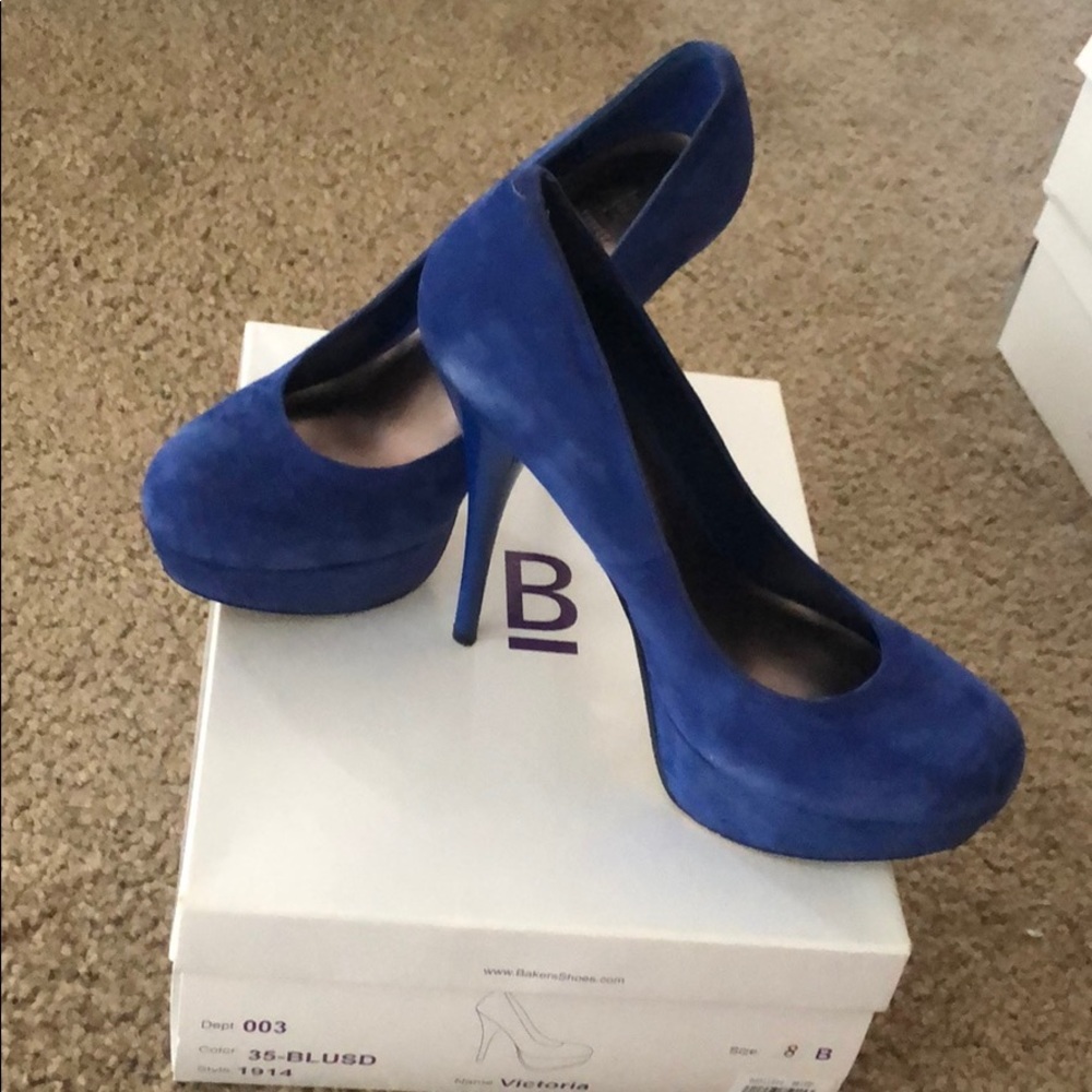 Blue Suede Platform Heels